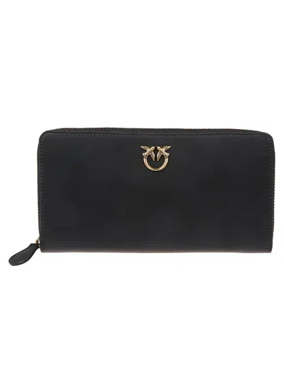 Pinko Ryder Rectangular Purse With Zip In Leather In Black