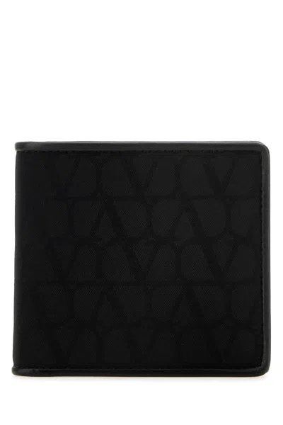 Valentino Black Toile Iconographe Wallet In Black