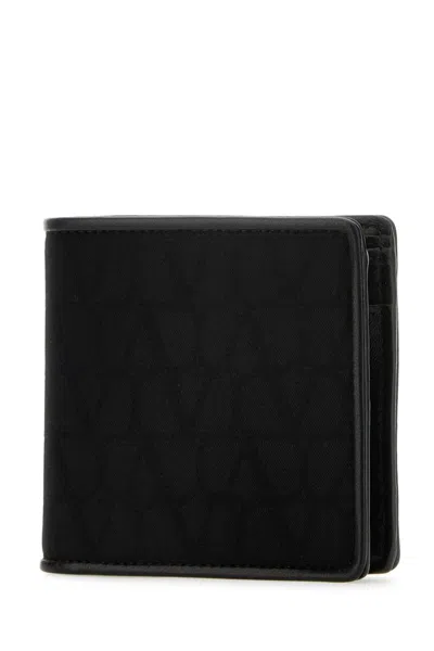 Valentino Black Toile Iconographe Wallet In Black