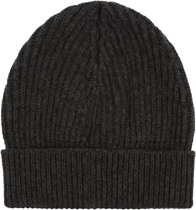 Dolce & Gabbana Ribbed Knit Beanie In Grey