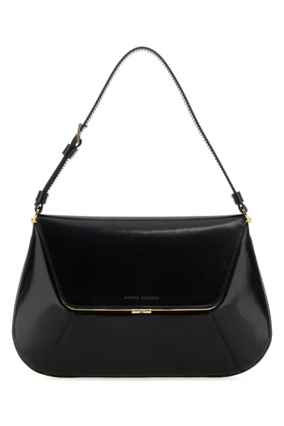 Amina Muaddi Leather Handbag With Curved Base And Reptile Motif Embossing In Multicolor