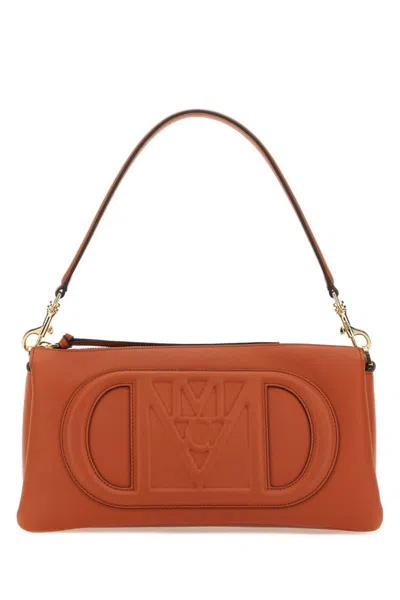 Mcm Brick Leather Mode Travia Small Shoulder Bag In Orange