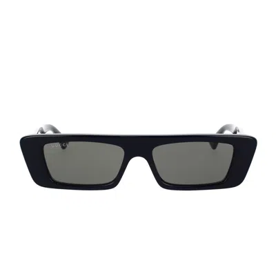 Gucci Black Rectangular-frame Sunglasses In Black