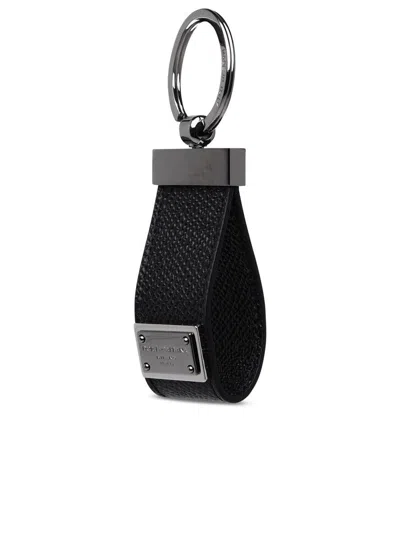 Dolce & Gabbana Men Keychain With Logoed Label In Black