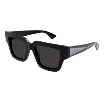 Bottega Veneta Logo-plaque Square-frame Sunglasses In Black
