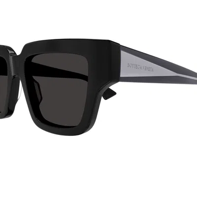 Bottega Veneta Logo-plaque Square-frame Sunglasses In Black