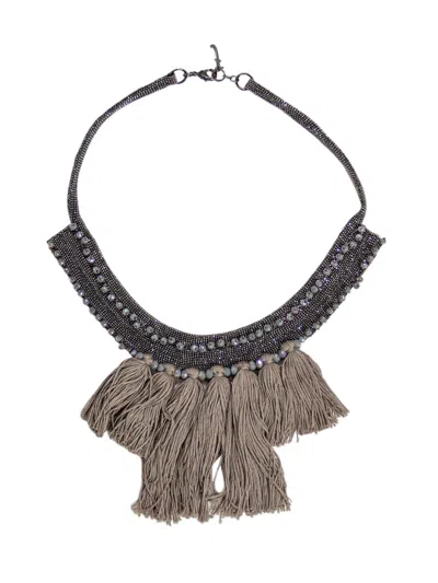 Fabiana Filippi Giorgia Necklace With Tassels In Gray