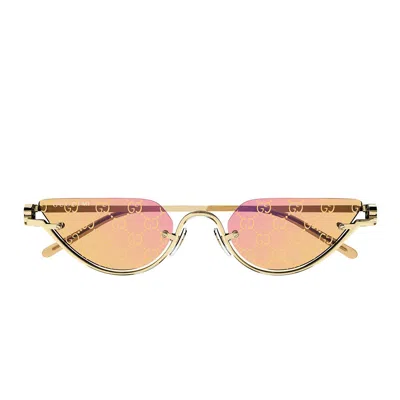 Gucci Gg1603s Linea Gg Logo 004 Gold Yellow Sunglasses In Gold