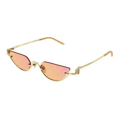 Gucci Gg1603s Linea Gg Logo 004 Gold Yellow Sunglasses In Gold