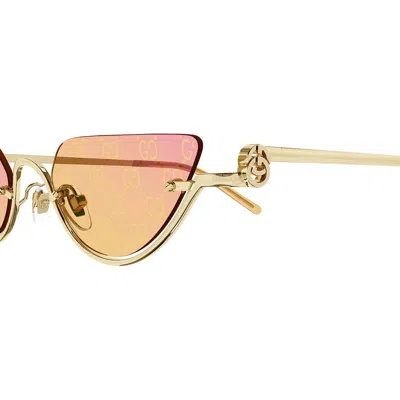 Gucci Gg1603s Linea Gg Logo 004 Gold Yellow Sunglasses In Gold