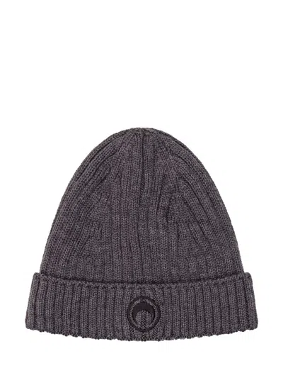 Marine Serre Gray Moon Logo Knit Beanie In Grey