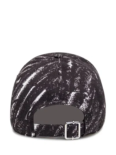Marni Brim Curve Pattern Print Hats In Black