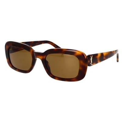 Saint Laurent Rectangular Frame Sunglasses Sunglasses In Brown
