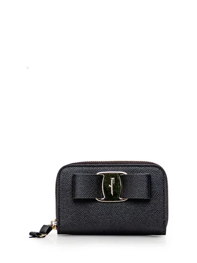 Ferragamo Salvatore  Card Holder With Vara Bow In Black