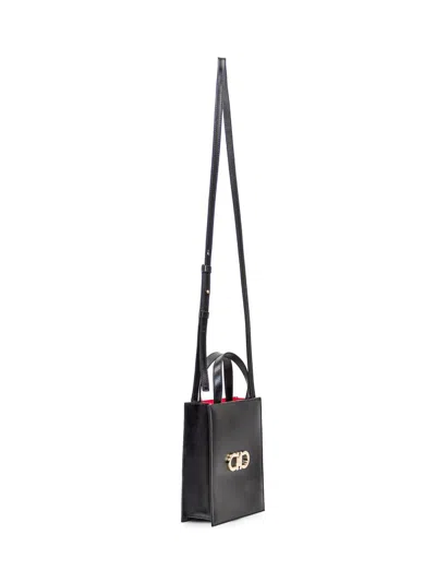 Ferragamo `double Gancio Bicolor` Mini Bag In Black