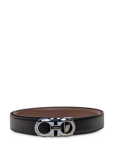Ferragamo Men's Reversible Leather Belt In Brown