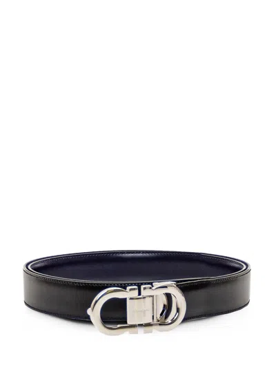 Ferragamo Reversible Gancini Belt In Blue