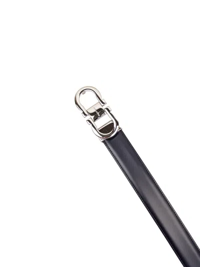 Ferragamo Reversible Gancini Belt In Blue