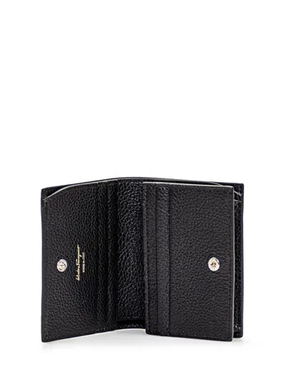 Ferragamo Small Gancini Leather Wallet In Black