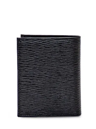 Ferragamo Leather Card Holder Gold-tone Hardware In Black