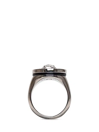 Versace Medusa Logo Detailed Ring In Silver