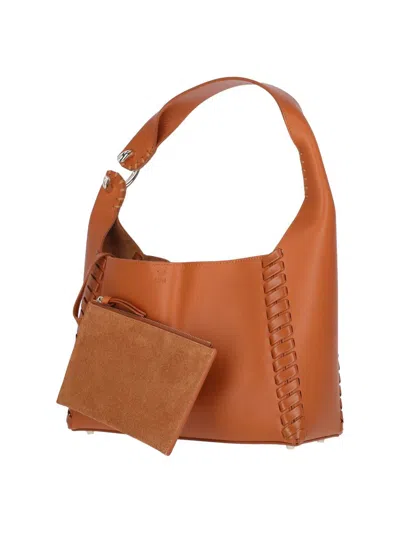 Chloé Logo Shoulder Bag In Brown