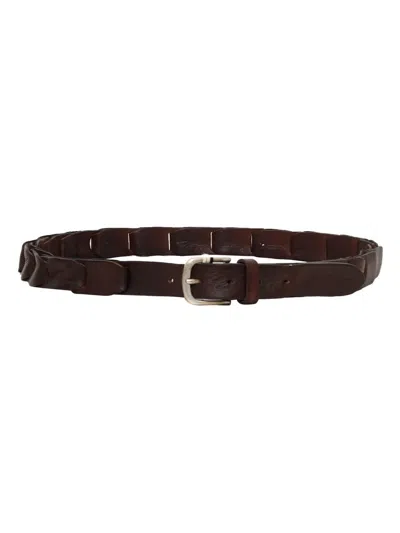 Alberto Luti Calfskin Belt In Dark Brown Color With Silver Colored Buc In Brown