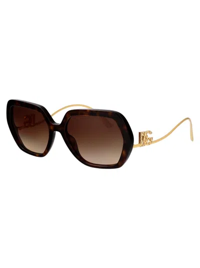 Dolce & Gabbana Dolce  Gabbana Eyewear Geometric Frame Sunglasses In 502/13 Havana