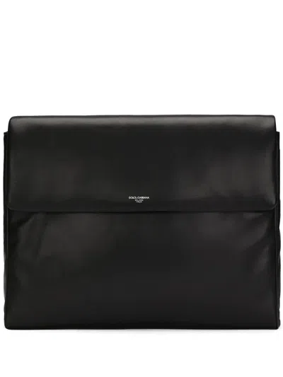 Dolce & Gabbana Lamb Skin Briefcase In Black