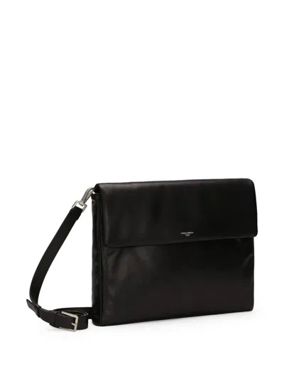 Dolce & Gabbana Lamb Skin Briefcase In Black