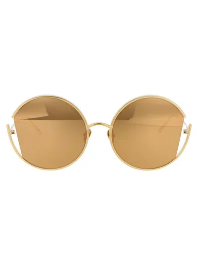 Linda Farrow Quarry C1 Round-frame Sunglasses In Gold