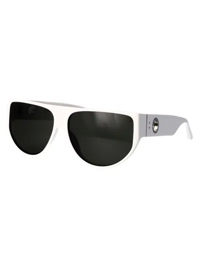 Linda Farrow Elodie Sunglasses In White/whitegold/grey