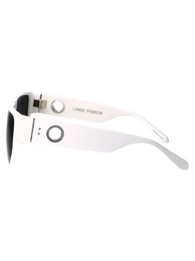 Linda Farrow Elodie Sunglasses In White/whitegold/grey