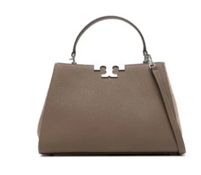 Tory Burch Eleanor Hand Bags Gray In Brown