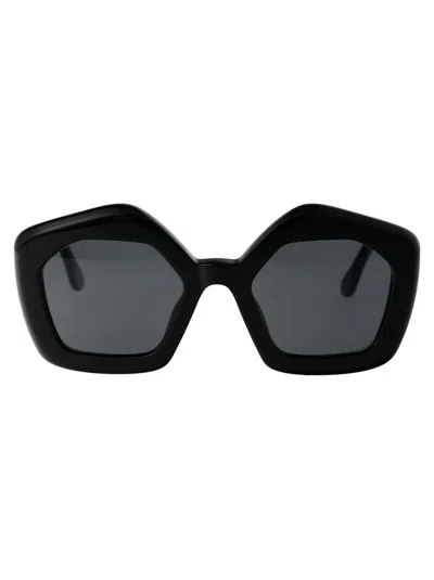 Marni Logo Acetate Butterfly Sunglasses In Black