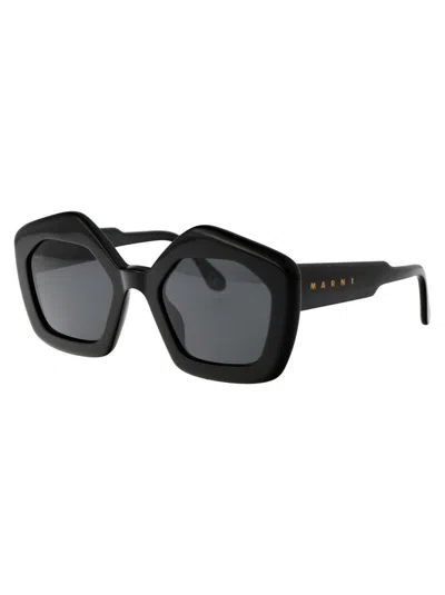 Marni Logo Acetate Butterfly Sunglasses In Black