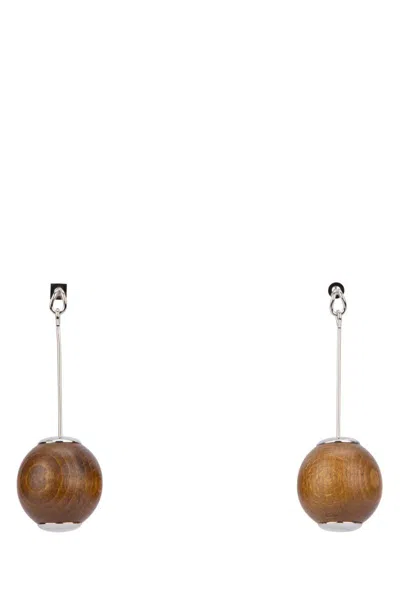 Jacquemus The Big Knot Drop Earrings In Silverbrown