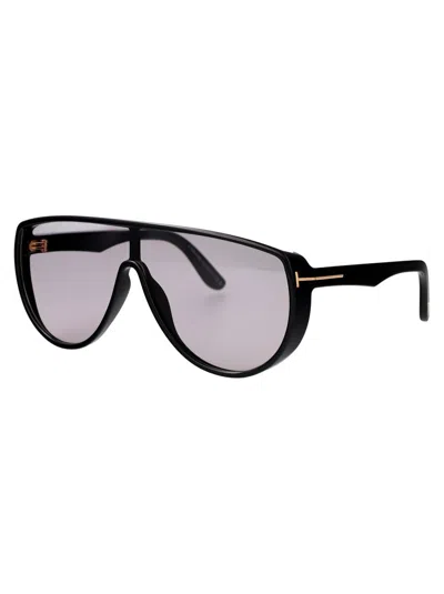 Tom Ford Mens Ft1182 Achilles Pilot-frame Acetate Sunglasses Shiny Black In Black