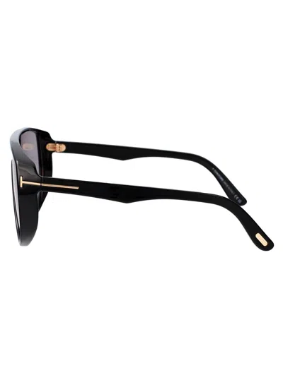 Tom Ford Mens Ft1182 Achilles Pilot-frame Acetate Sunglasses Shiny Black In Black