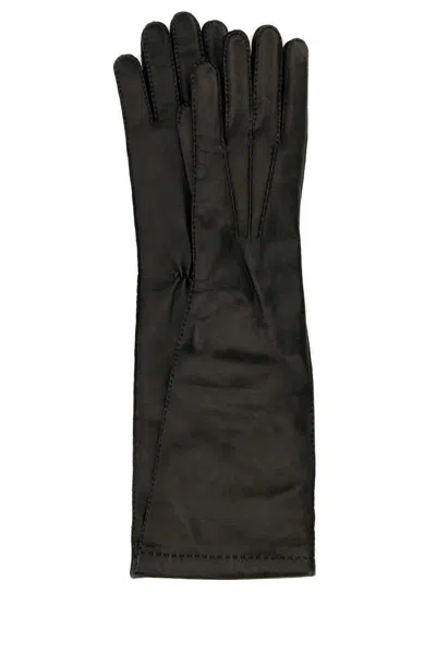 Miu Miu Long Length Nappa Leather Gloves In Black