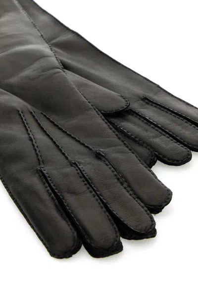 Miu Miu Long Length Nappa Leather Gloves In Black