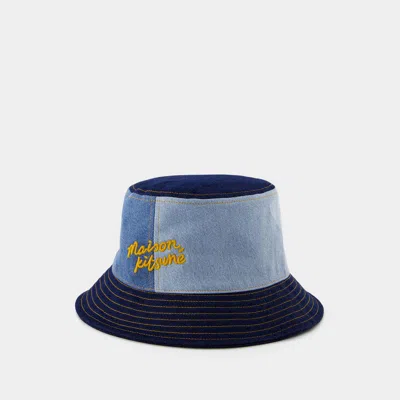 Maison Kitsuné Denim Bucket Hat In Blue