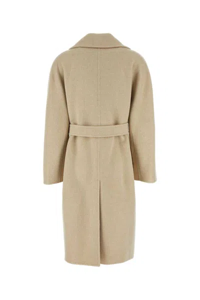 Max Mara Elegant Wool Jacket With Coordinated Belt In Beige O Tan