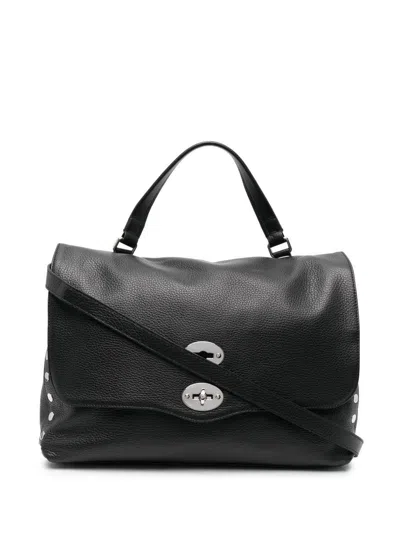 Zanellato Medium Postina Leather Shoulder Bag In Black