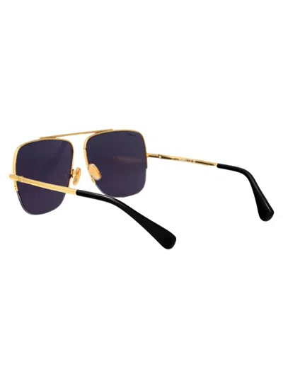 Max Mara Gold Blue Metal Sunglasses In Gold Blue