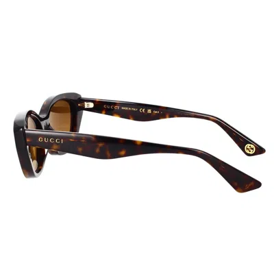 Gucci Gg1638s Linea Lettering 002 Havana Gold Sunglasses In Brown