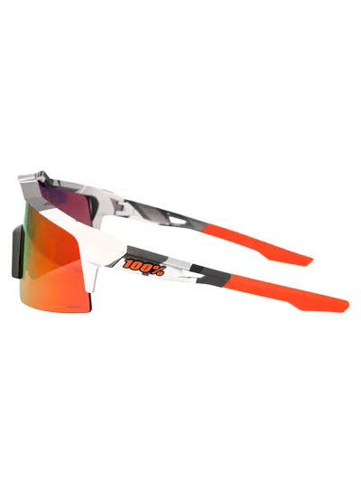 100% Sunglasses In Soft Tact Grey Camo - Hiper Red Multilayer Mirror Lens