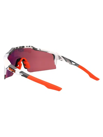 100% Sunglasses In Soft Tact Grey Camo - Hiper Red Multilayer Mirror Lens