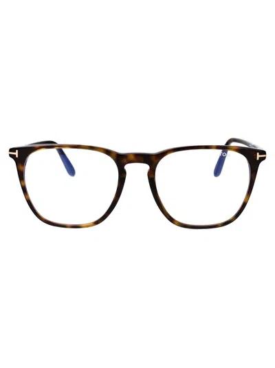 Tom Ford 50mm Round Blue Block Filter Optical Glasses In 052 Avana Scura