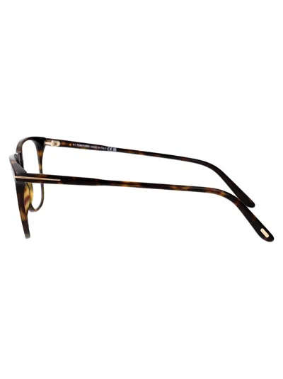 Tom Ford 50mm Round Blue Block Filter Optical Glasses In 052 Avana Scura